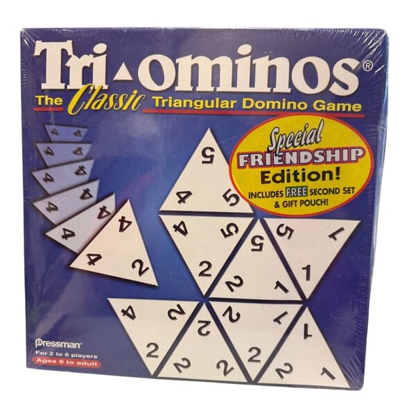 Tri-Ominos Triangular Domino Game Pressman 2002 Friendship Edition - Picture 1 of 6